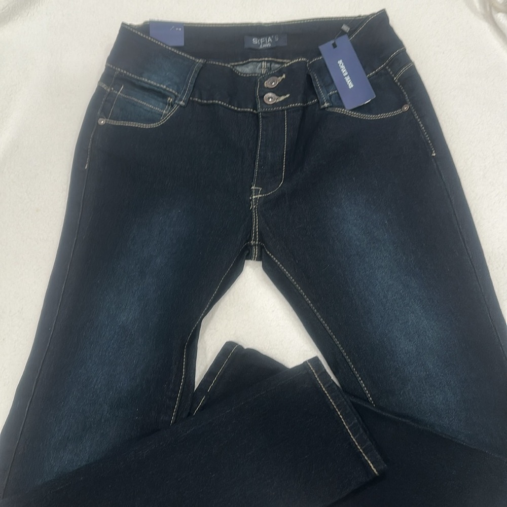 Women's High Waist Skinny Super Dark Rinse Recycled Stretch Sofia jeans size 13